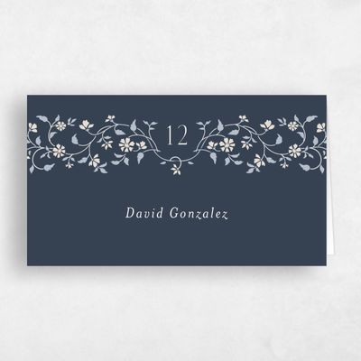 Grayed Navy, Blue Wedding Place Card - Siofra