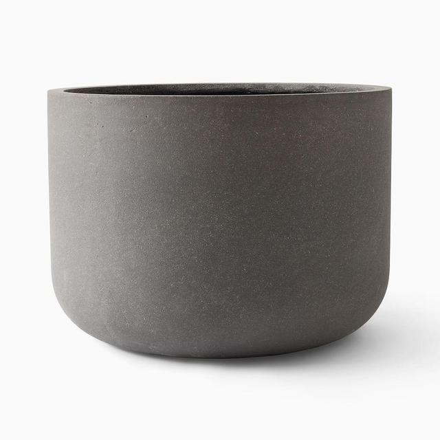 Radius Ficonstone Indoor/Outdoor Planter, Low Wide Extra Large, 34"D x 24"H, Storm Gray