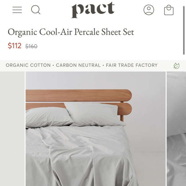 PACT Home Lunar Organic Cool-Air Percale Sheet Set QW
