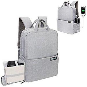 Professional Fashion Camera Bag DSLR Laptop Backpack Waterproof Rucksack Travel Large Size Multifunctional Backbag Water Resistant for Sony Canon Nikon Olympus Lens Tripod and Accessories (L-Grey)