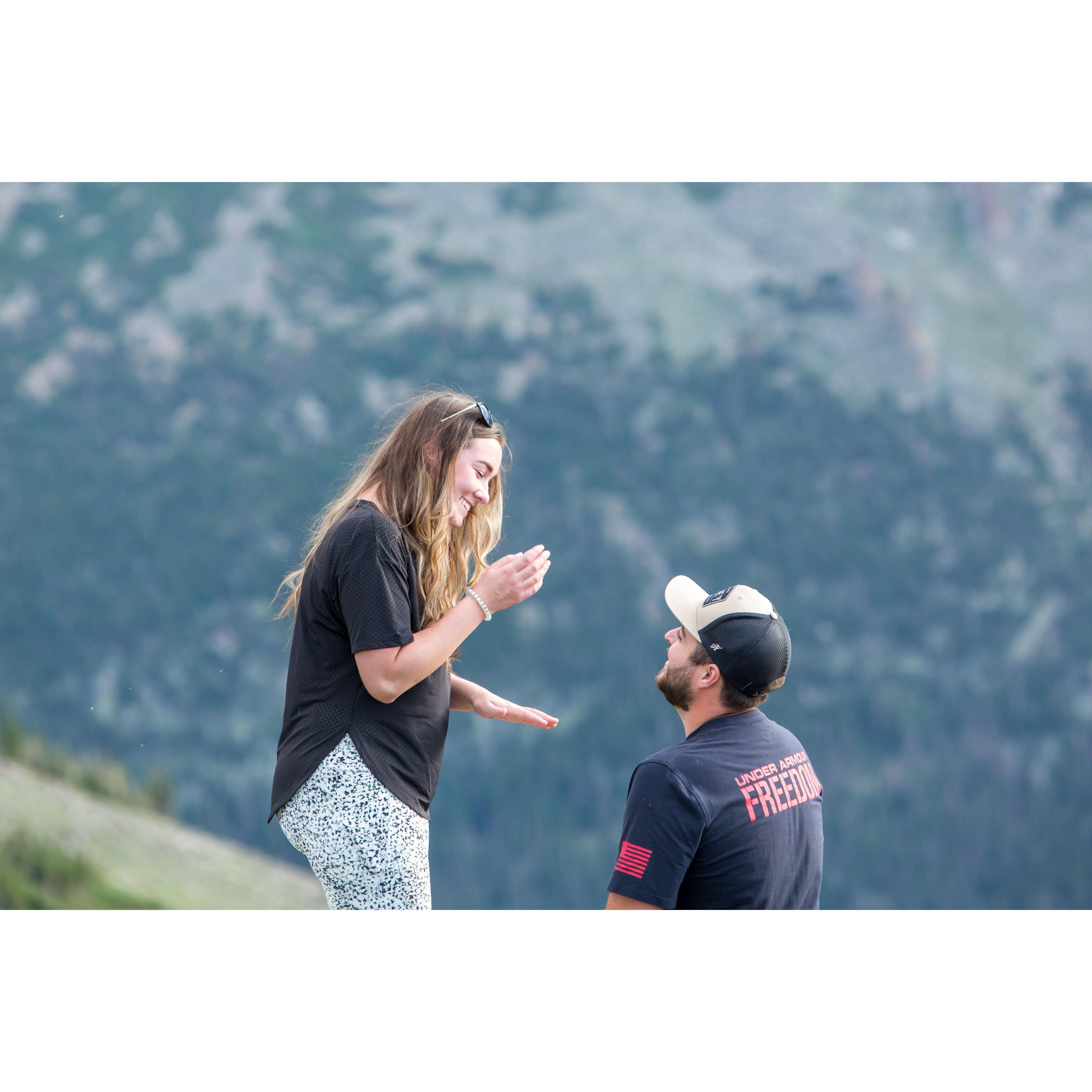 Zach popping the question. I couldn't believe it!