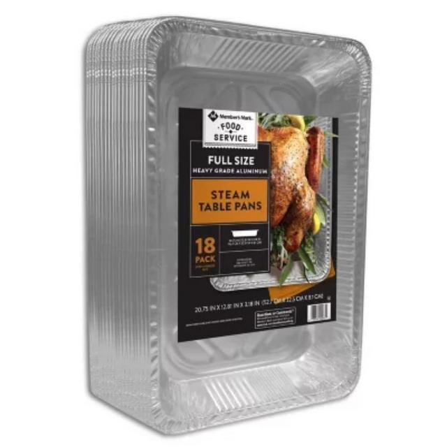 Member's Mark Aluminum Steam Table Pans, Full Size (18 ct.)