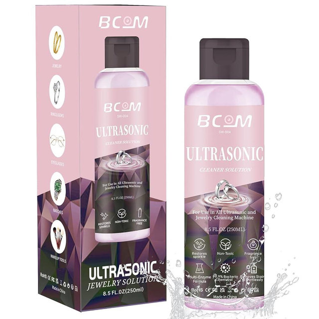 Ultrasonic Jewelry Cleaning Solution, Great for Use in All Ultrasound Machines, Eyeglass and Rings, Effective Solution for Cleaning Gold, Silver, Platinum, Diamonds, and Watch, 8.5 oz/250 ml,Pink
