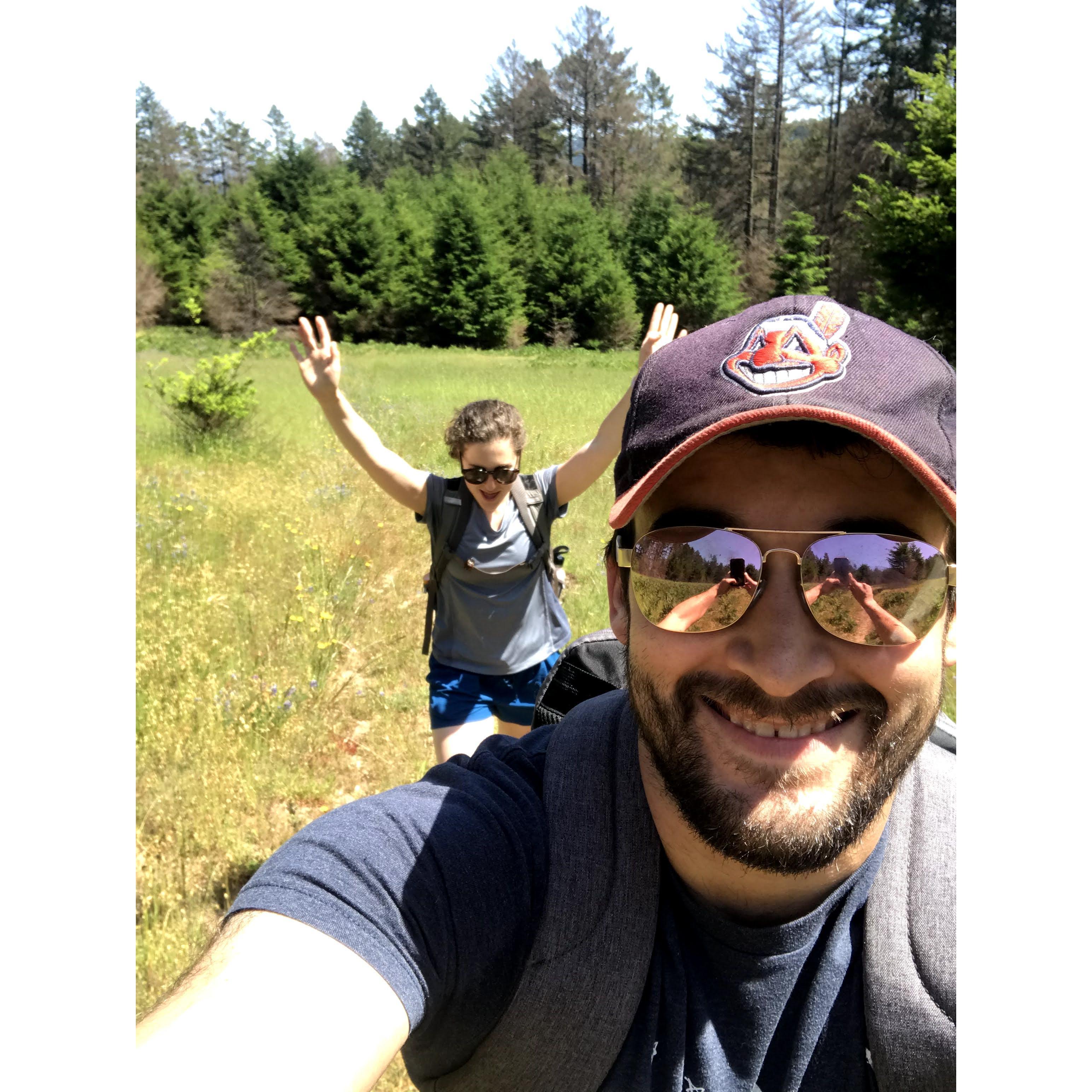Having fun hiking