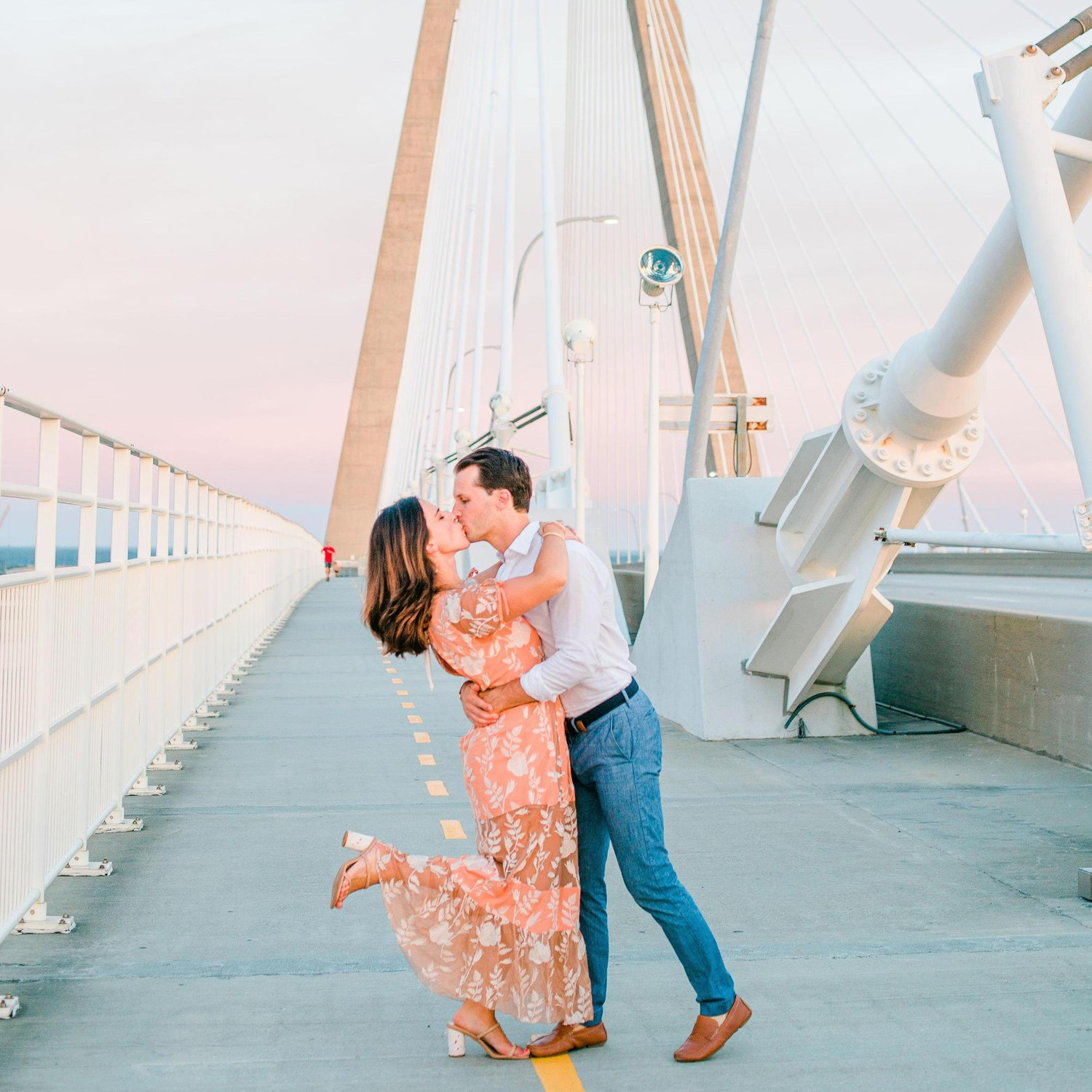 Engagement photos on the Ravenel Bridge