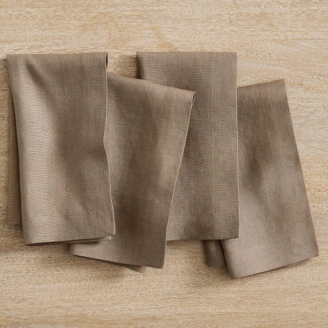 Mason Oversized Linen Napkins, Set of 4 - Light Brown