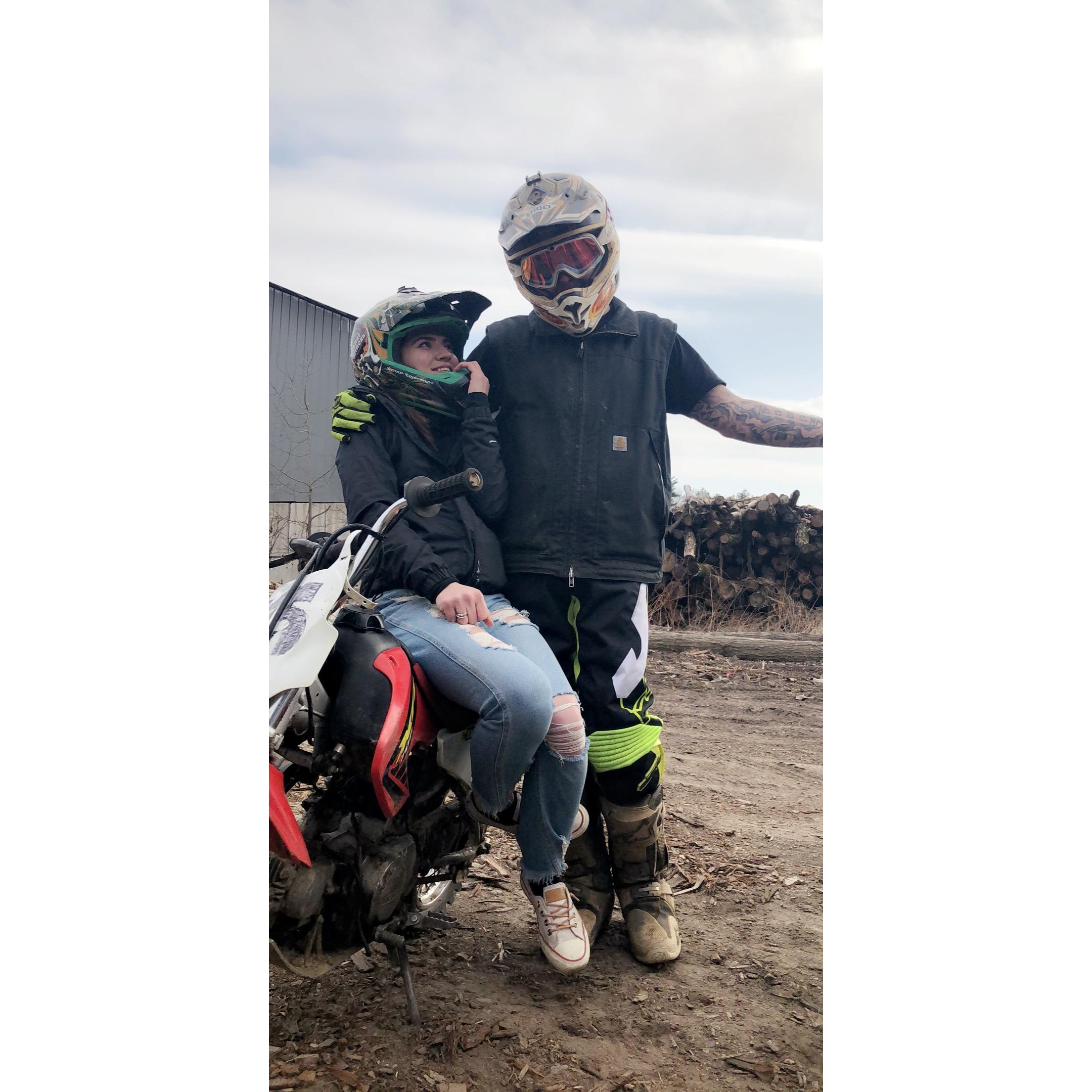 First time Joey got Julia to ride a dirtbike