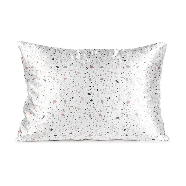 Kitsch 100% Satin Pillowcase, Softer Than Silk, Vegan Silk Pillowcase, White Terrazzo, Standard/Queen (1 Pack)