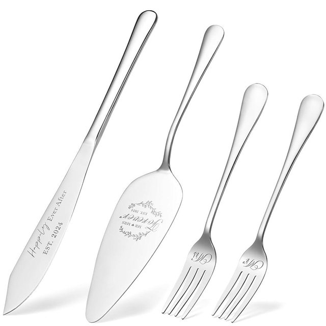 Galaxozent Wedding Presents for Couples 2024, Sliver Wedding Cake Knife and Server Set, Cake Cutting Set for Wedding, Bridal Shower Anniversary Engagement Presents For Mr and Mrs Set of 4