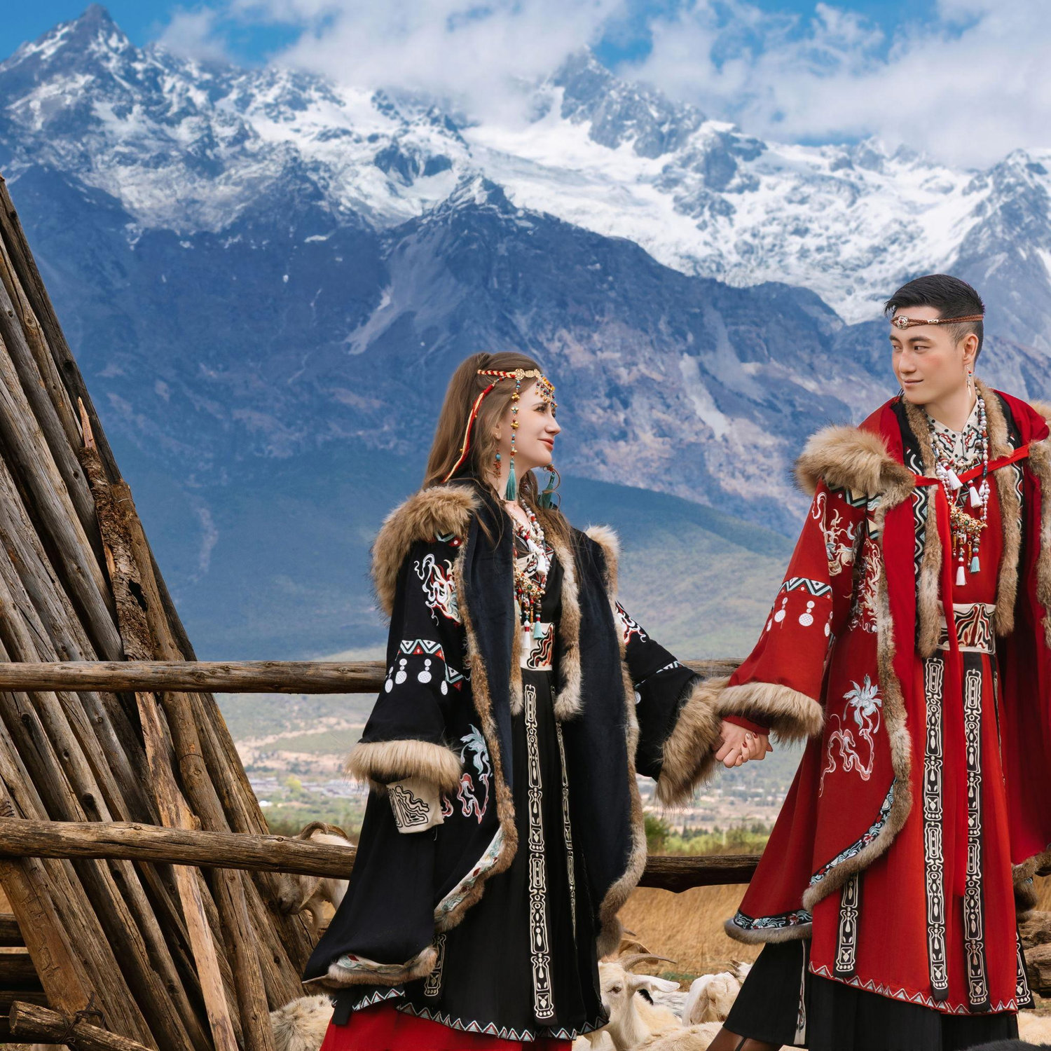 Dressing up in Tibetan clothing in Lijiang, Yunnan.
