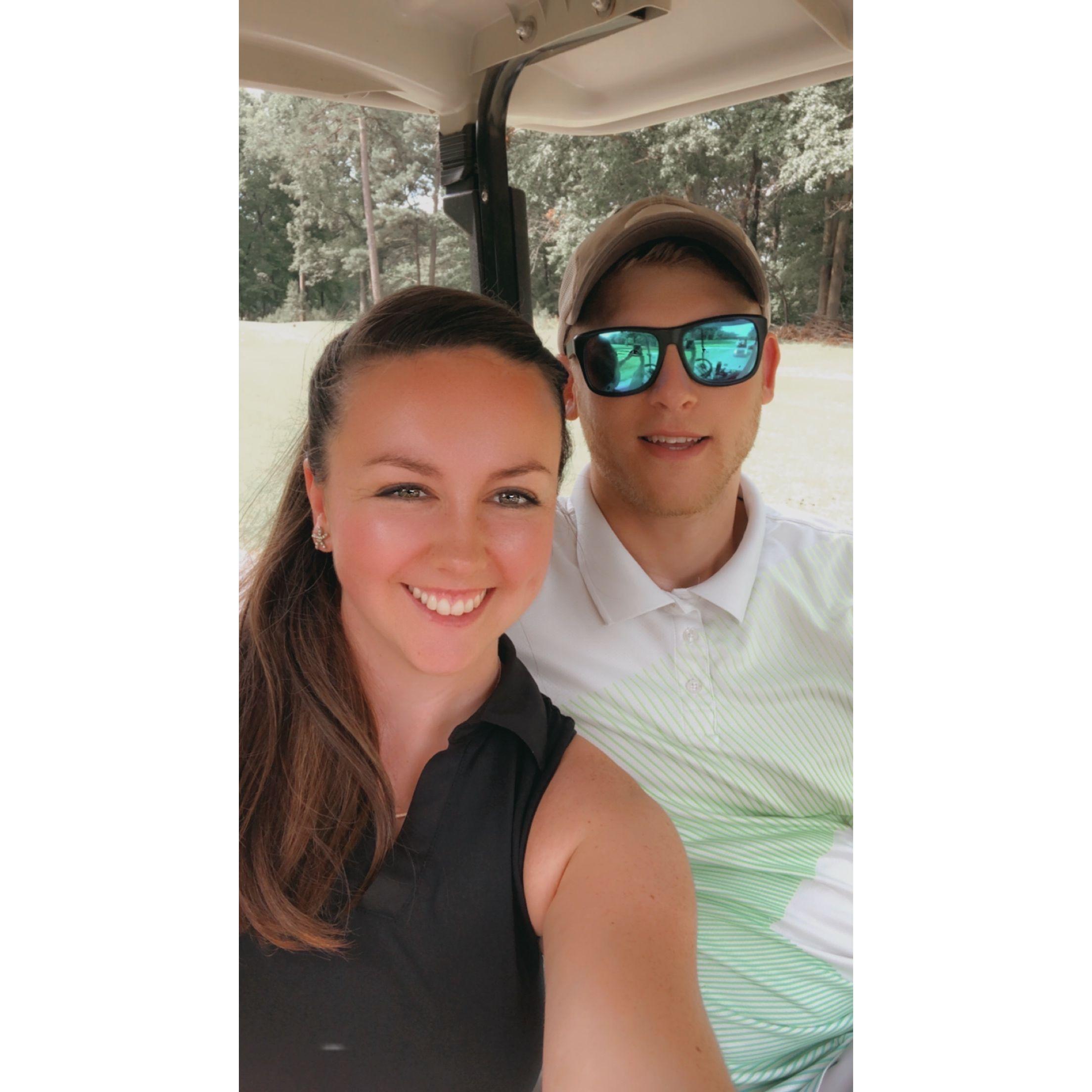 Brandon convinced me to go golfing, by letting me drive the cart and making me an adult drink ;)