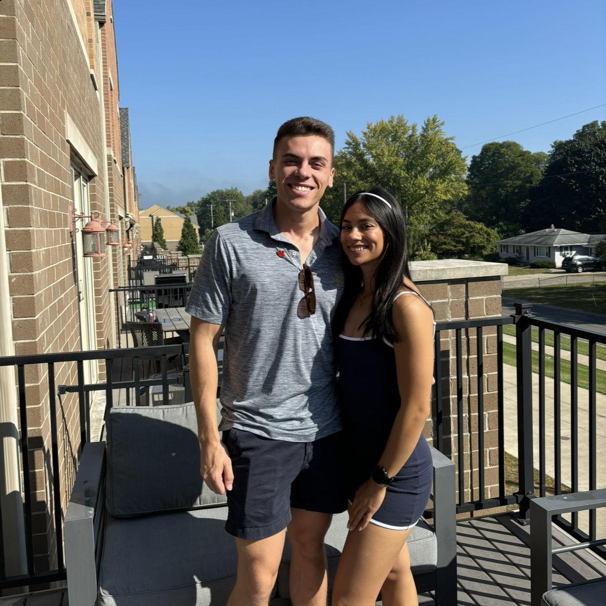 Ethan visiting Estela for a ND football game