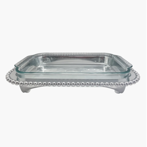Mariposa Pearled Oblong Casserole Tray