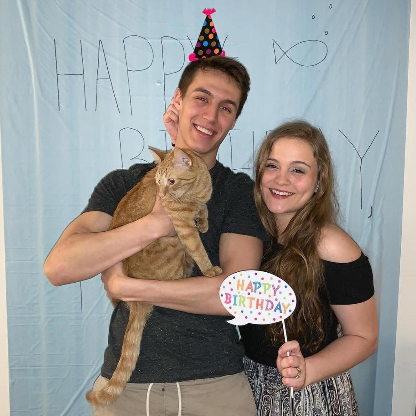 Who has a birthday party for their cat? Matt and Kennedy do!