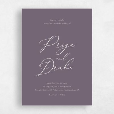 Dusty Purple Wedding Invitation - Merlo Portrait