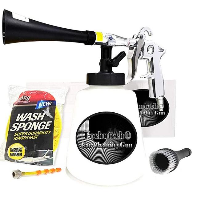 Fochutech Car Detailing Kit Car Interior Cleaner Turbo Car Cleaning Gun Pro & at Home Interior Car Cleaning Supplies Kit for Upholstery Carpet Seat Headliner, Pressure Sprayer, Air Compressor Needed