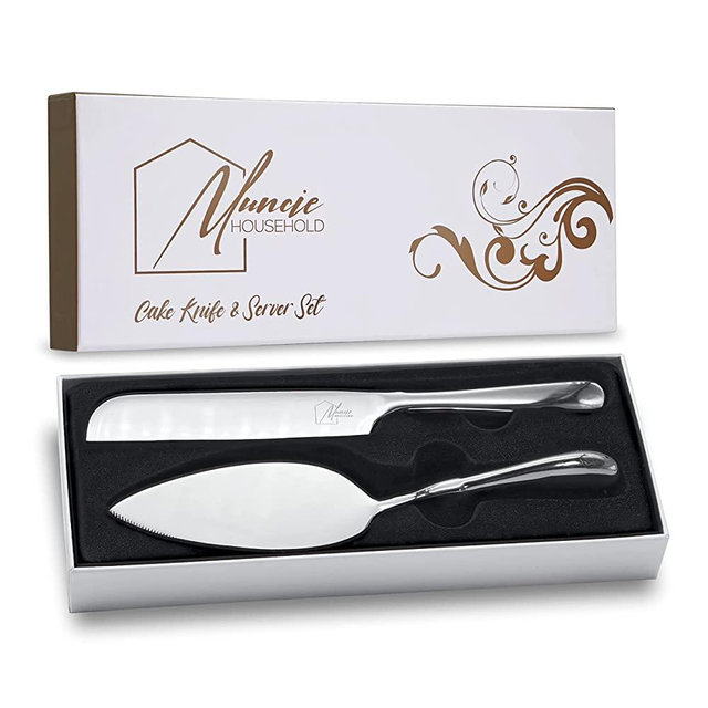 Cake Knife And Server Set - Stylish and Classic - Fit For All Occasions - Wedding, Birthday, Everyday Use - Stainless Steel With Ergonomic Handle