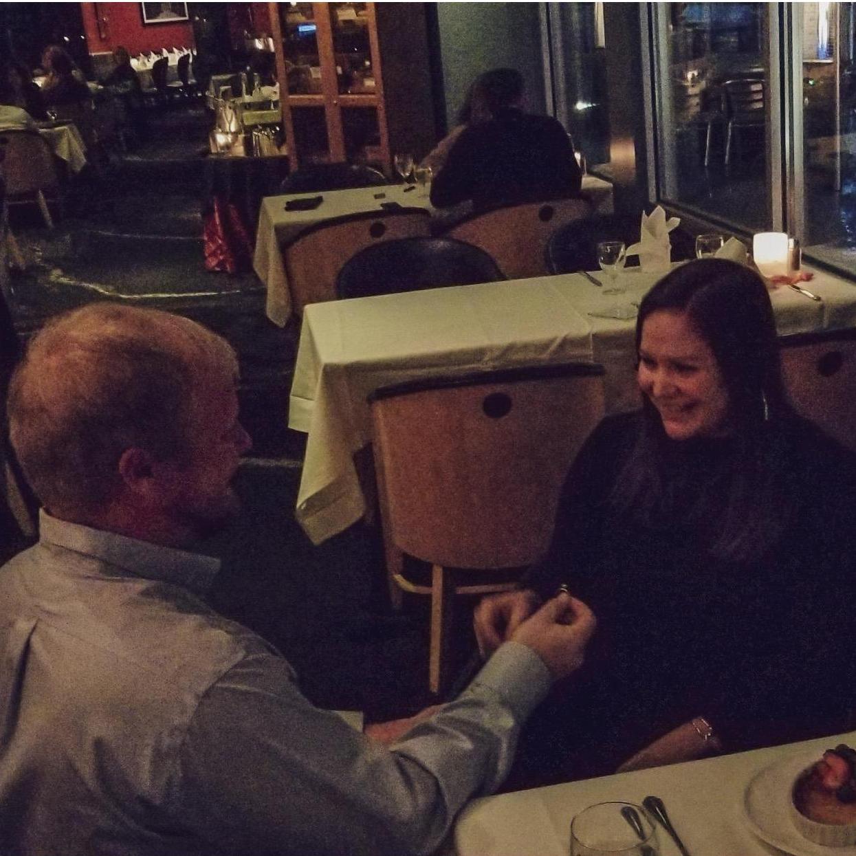 November 2019: Brock got down on one knee during a fancy dinner and popped the question!