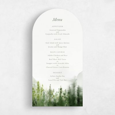 Green Arch Wedding Menu - Grove