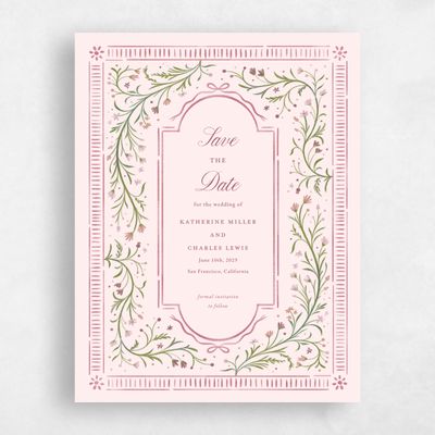 Lightest Blush, Pink Wedding Save the Date - Querida Portrait