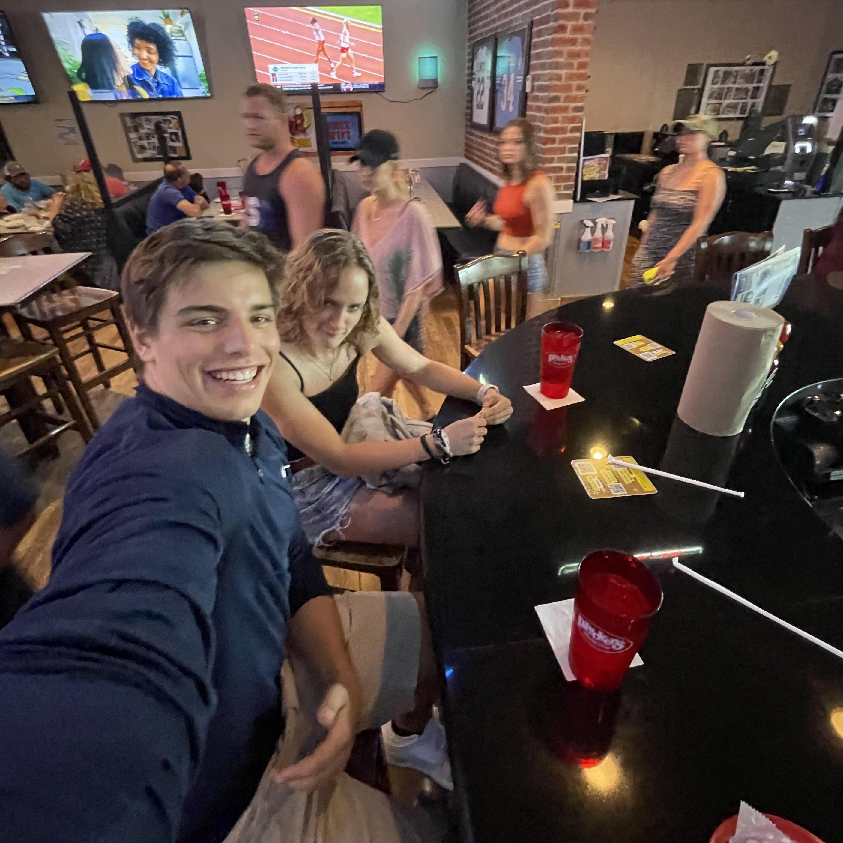 First date at Pluckers! Ben didn't even touch his food he was so nervous. We still made it though! Lol.