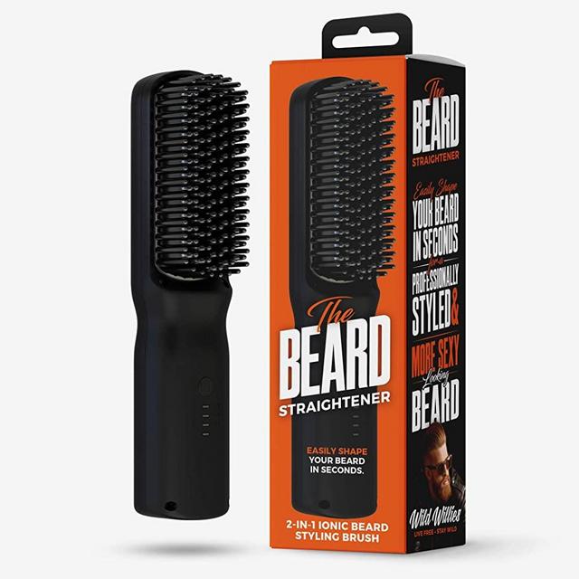 Beard Straightener for Men, 2 in 1 for Beard & Hair- Anti-Scalding, Ionic Technology, 3 Temperature Settings - Patented Design, Cutting Edge Beard Straightener Comb - Wild Willies