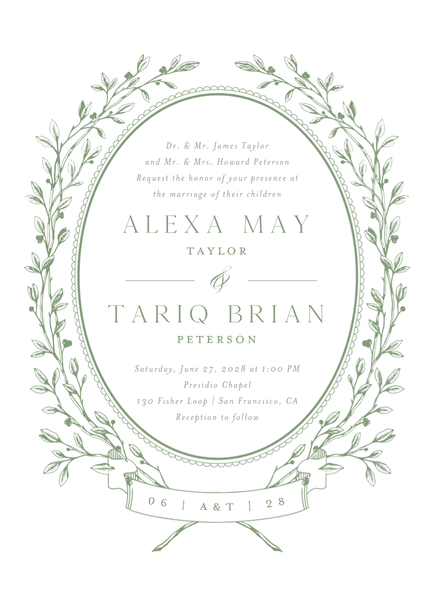 Hetherton Portrait | Bright Sage | Zola Wedding Invitations