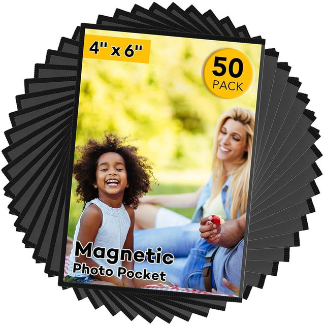 YixangDD 50 Pcs Magnetic picture frames for refrigerator 4x6Inch-Magnetic photo frames,Black