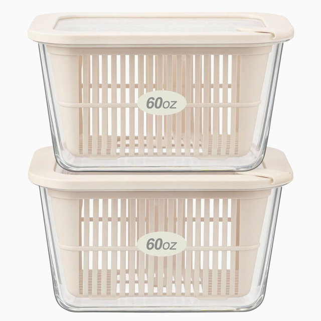 Urban Green Glass Food Storage Containers with Glass Lids, 2 Pack of 60oz