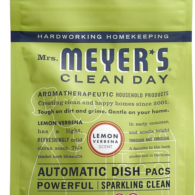 MRS. MEYER'S CLEAN DAY Automatic Dishwasher Pods, Lemon Verbena, 20 Count