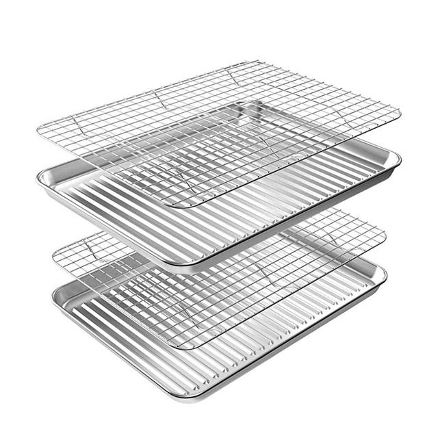 meleg otthon Sheet Pan,Cookie Sheet,Heavy Duty Stainless Steel Baking Pans,Toaster  Oven Pan,Jelly