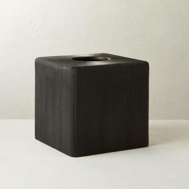 Parello Pleated Black Tissue Box