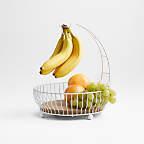 Cora White and Wood Single-Tier Fruit Basket with Removable Banana Hanger