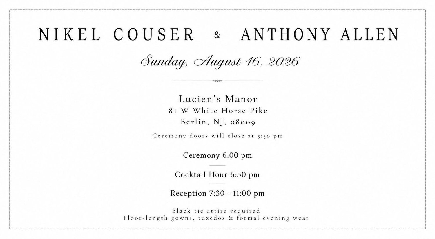 The Wedding Website of Anthony Allen and Nikel Couser