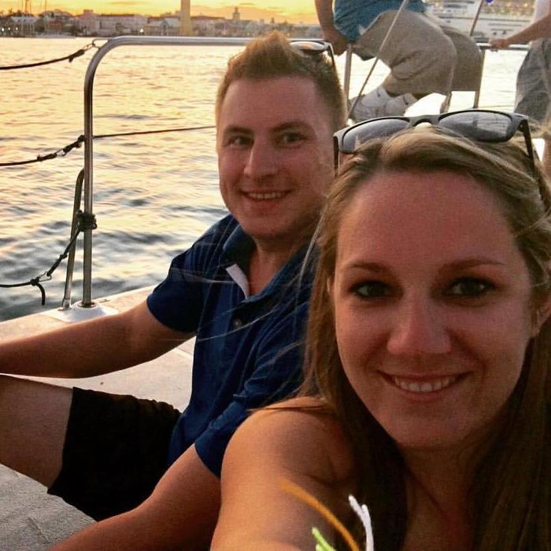Enjoying a boat ride in the Bahamas.