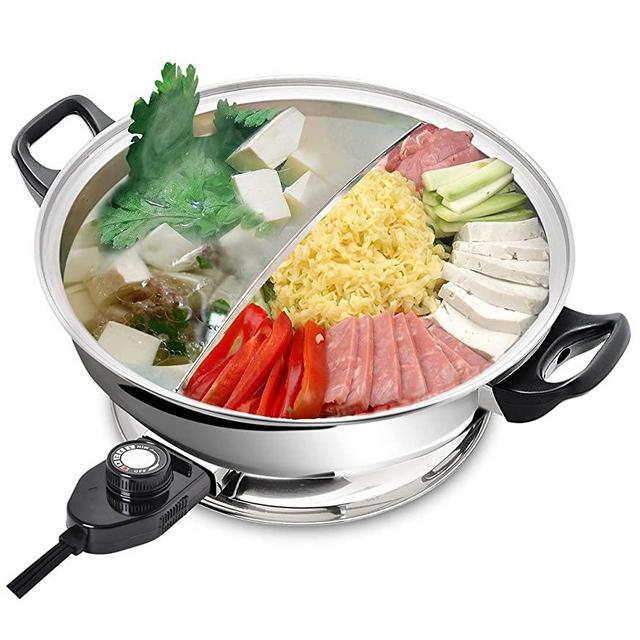 YONGXIN Electric Hot Pot JH-160B-30cm with Divider 304 Stainless Steel