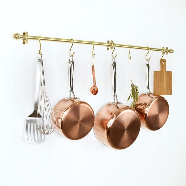 Brass Pot and Pan Rail Diameter: 15mm - Kitchen Storage - Brass Kitchen Rack - Brass Hanging Rack - Brass Pot and Pan Storage