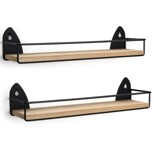 TJ.MOREE 2 Pack Spice Rack Wall Mount Rustic Style Hanging Spice Organizer for Wall, Kitchen Spice Storage