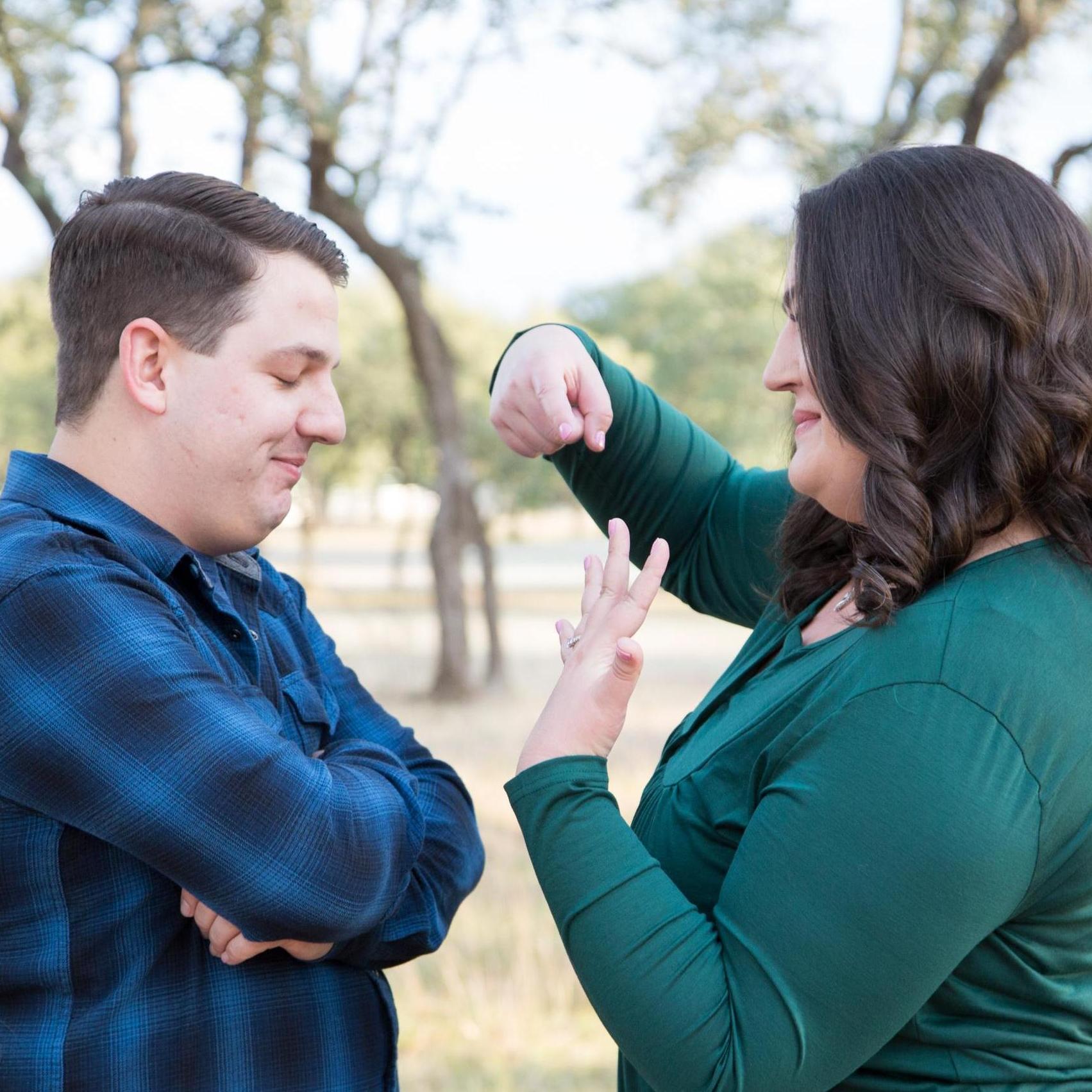 We both each tease about being "stuck with me." This is the usual reaction from Mike on a daily basis...
Photo by: Wild Rose Photo Studio
