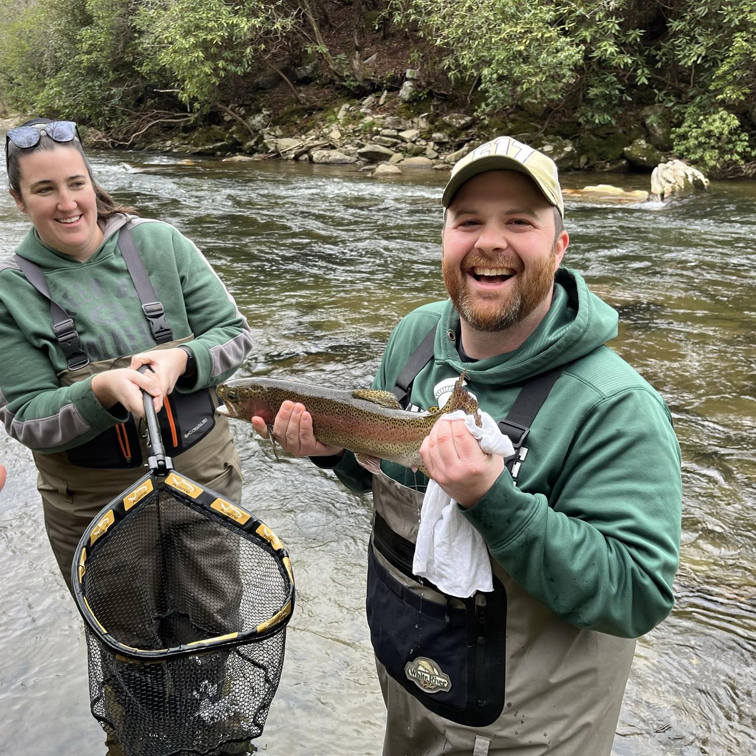 John caught his first trout with a fly rod in NC.