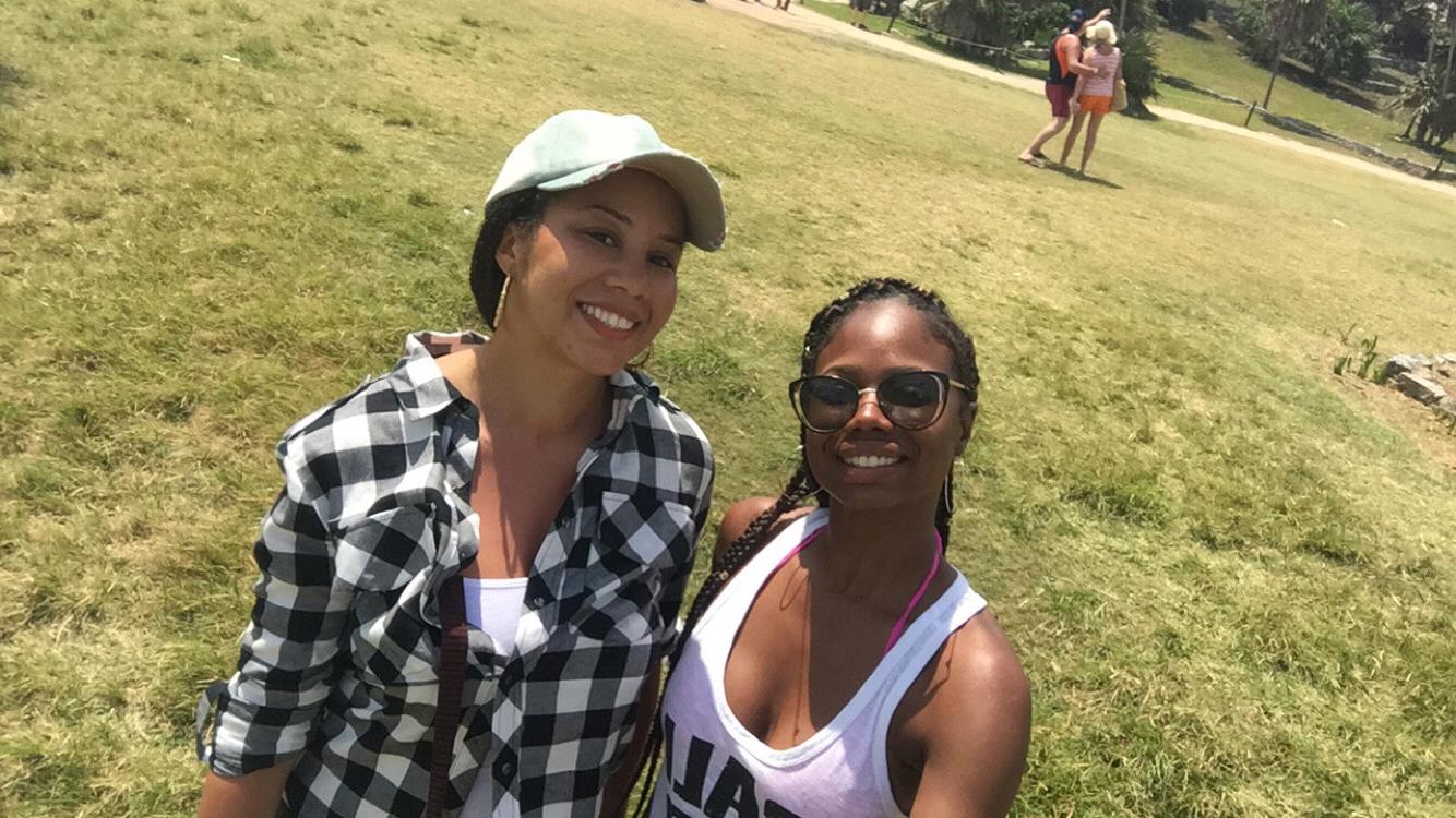 Mechellé with her friend and bridesmaid, Erica.