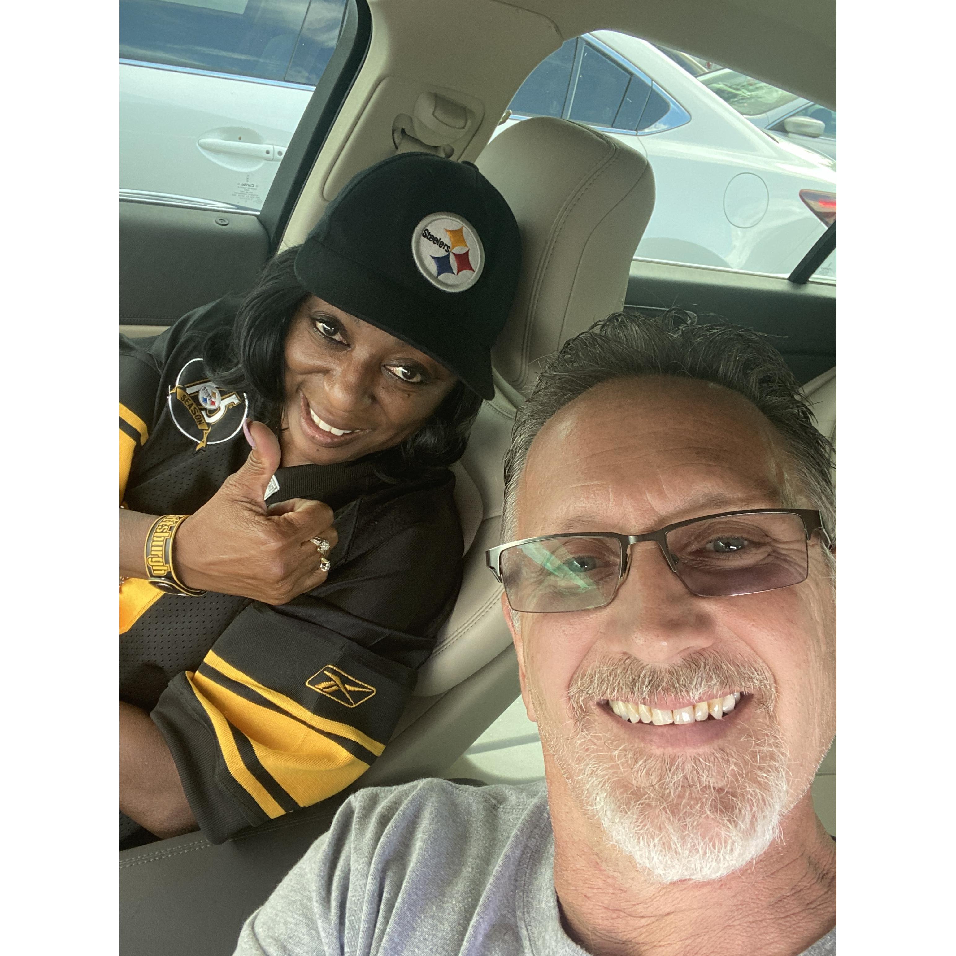 Go Steelers, on our way to a live NFL game.