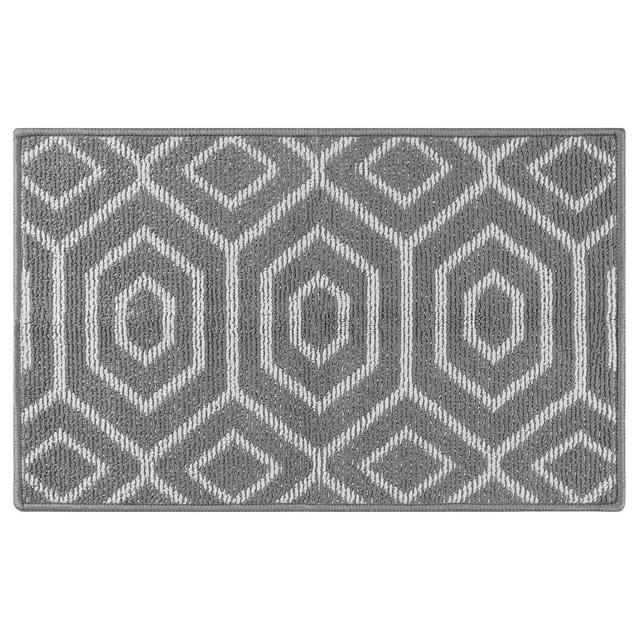 Unique Bargains Indoor Outdoor Durable Easy Clean Absorbent Washable Dirt Resist Door Mat 1 Pc Grey White-2 24" x 36"