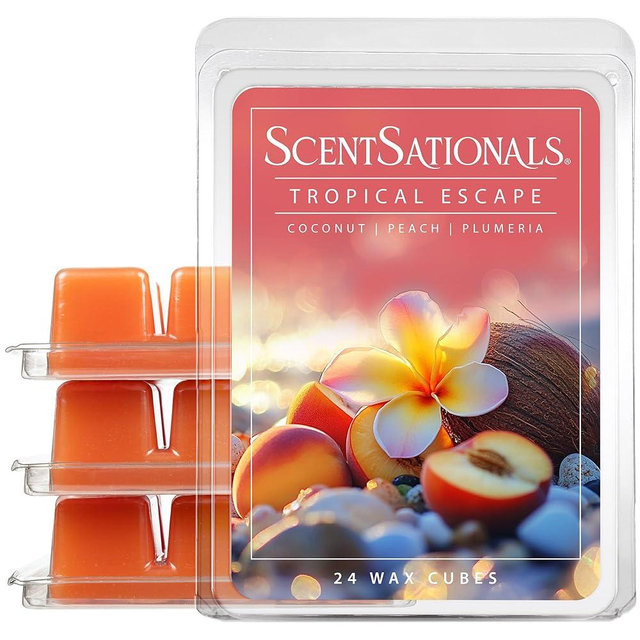 ScentSationals Tropical Escape Scented Wax Melts - Peach, Bergamot, & Pineapple, 10oz (24 Cubes)