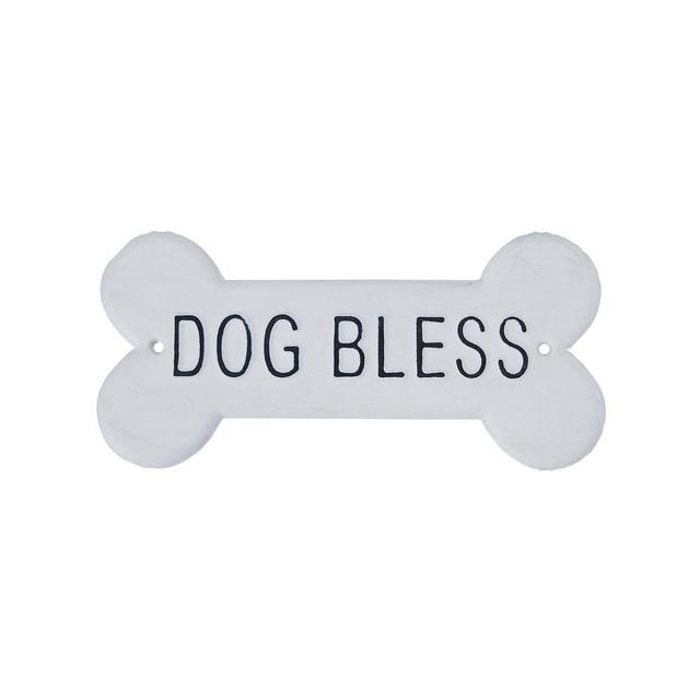 Storied Home Decorative Metal Dog Bless Wall Sign White