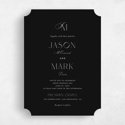Black Ticket Wedding Invitation - Galiena Portrait