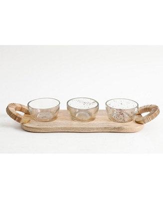 Set of 3 glass bowls with Coordinated Serving Board, Created for Macy's