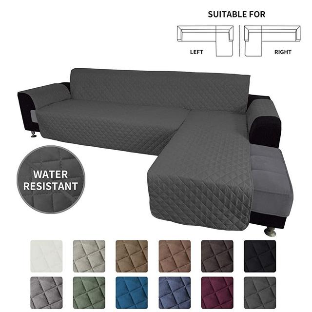 Easy-Going Sofa Slipcover L Shape Sofa Cover Sectional Couch Cover Chaise Lounge Slip Cover Reversible Sofa Cover Furniture Protector Cover for Pets Kids Children Dog Cat (Small,Dark Gray/Dark Gray)