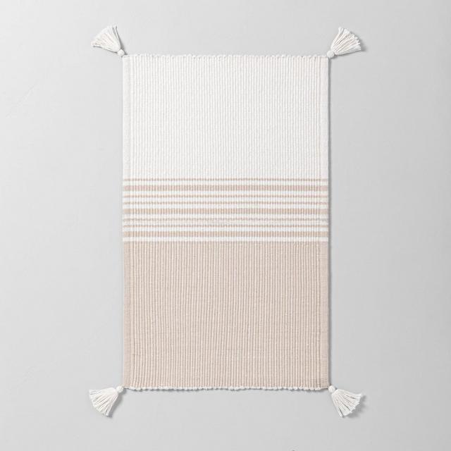 Bath Rug Neutral Stripes Tonal Cream - Hearth & Hand™ with Magnolia