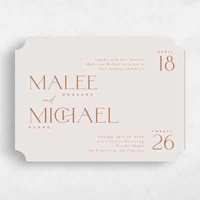 Beige Ticket Wedding Invitation - Buenos Landscape